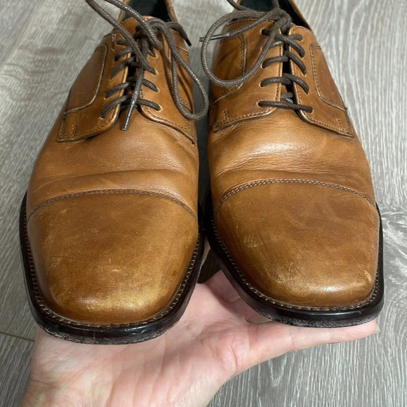 J. Murphy by Johnston & Murphy Leather Novick Lace Up Cap Toe Oxfords Brown 8M
